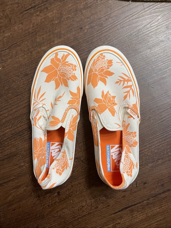 Vans Shoes - Vans Floral Slip-On Canvas Sneakers - Orange & White